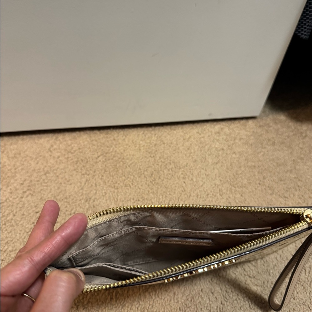 Michael Kors Gold Floral Embossed Clutch - Picture 3 of 6